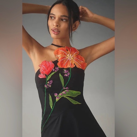 NWT Anthropologie × Yukiko Noritake Asymmetrical Floral Midi Dress - Picture 4 of 12